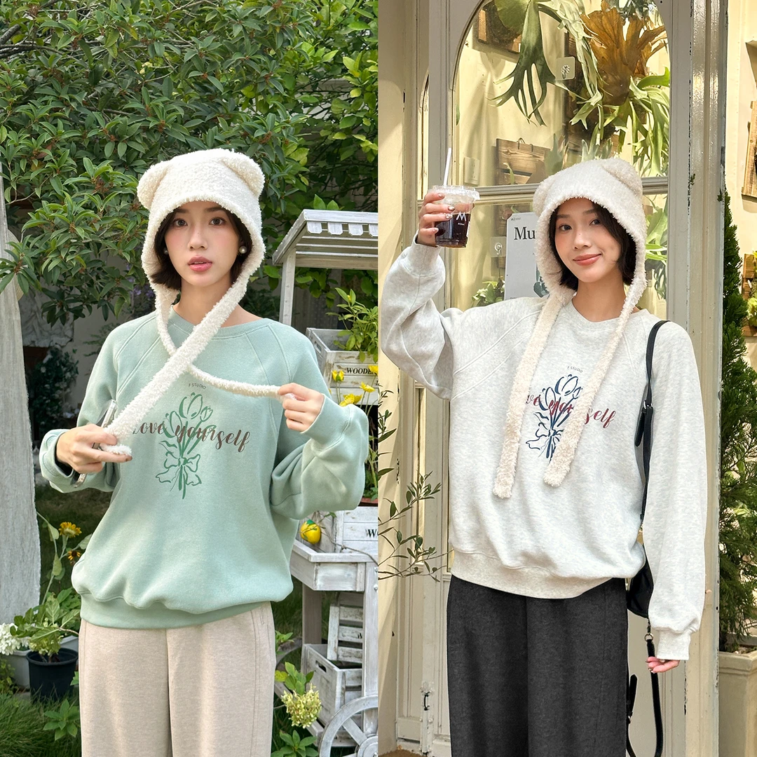 【双十二92折】【现货】【绘本卫衣】FS508S064复古植物宽松卫衣