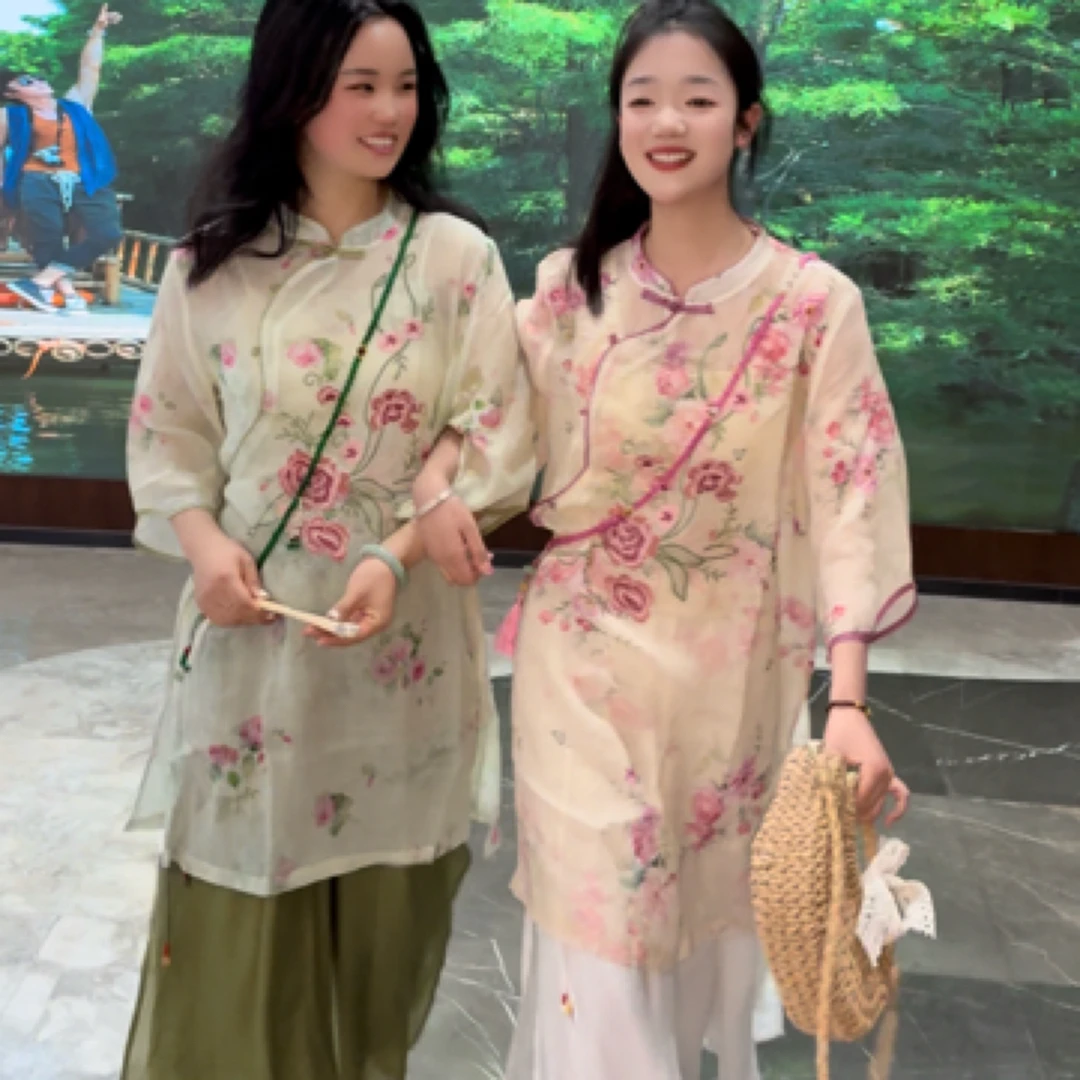 【织画】国风新中式高端100苎麻印花刺绣显白优雅 改良连衣裙