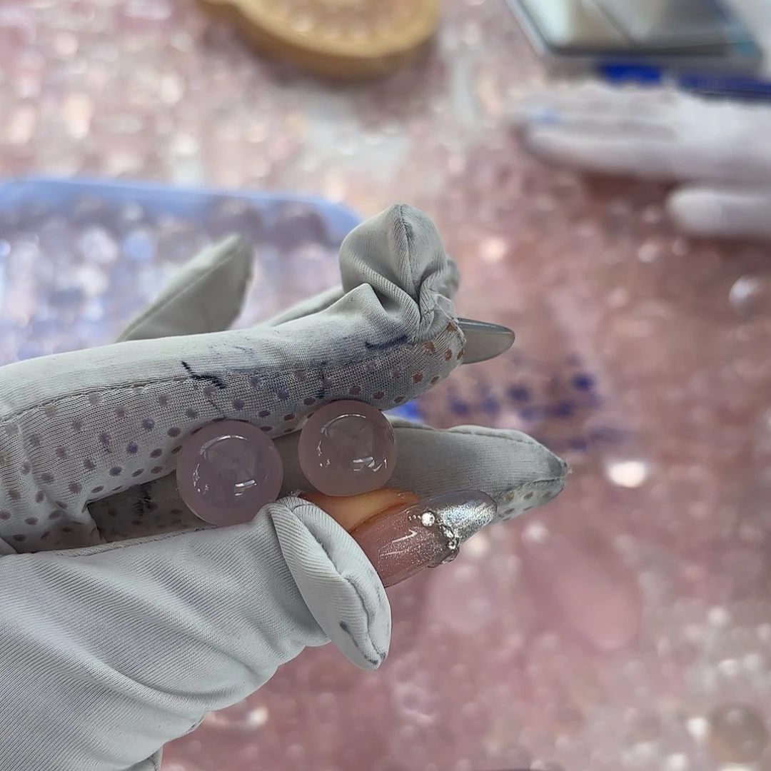 韵***熙水晶珠宝半成品未镶嵌天然粉水通孔，打孔不退换