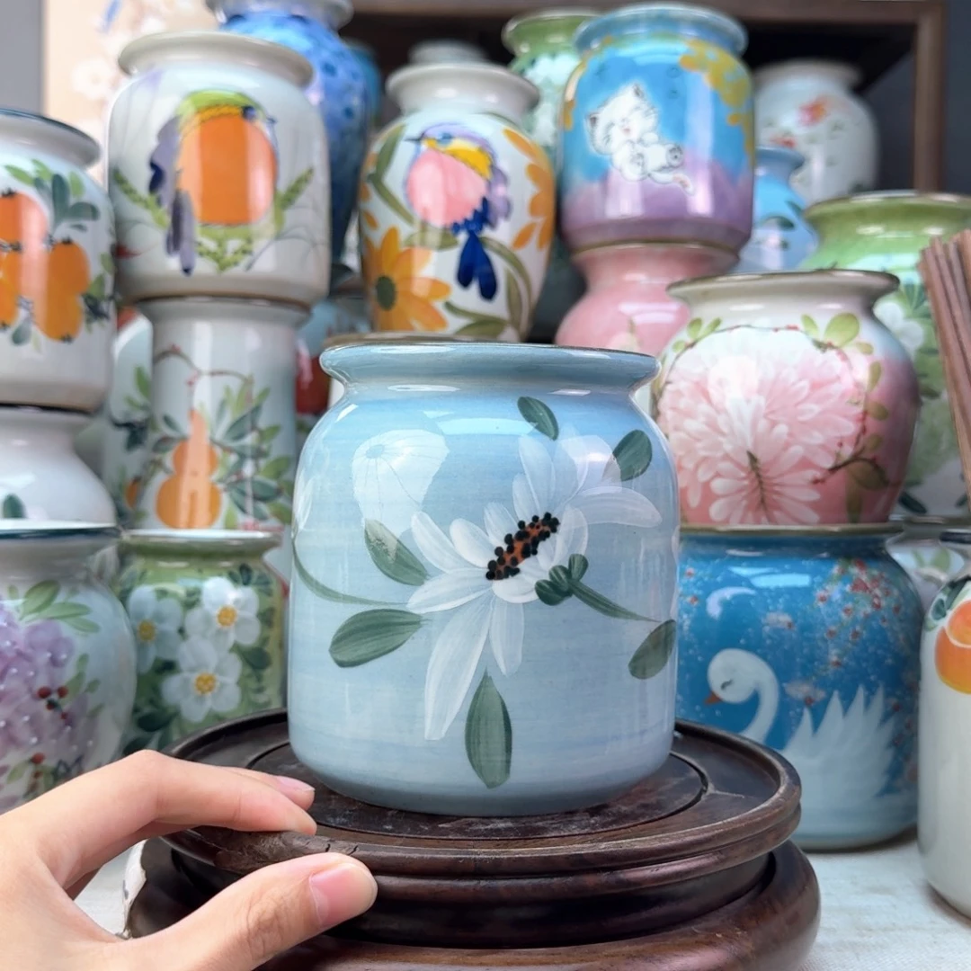 景德镇陶瓷手绘花瓶无孔