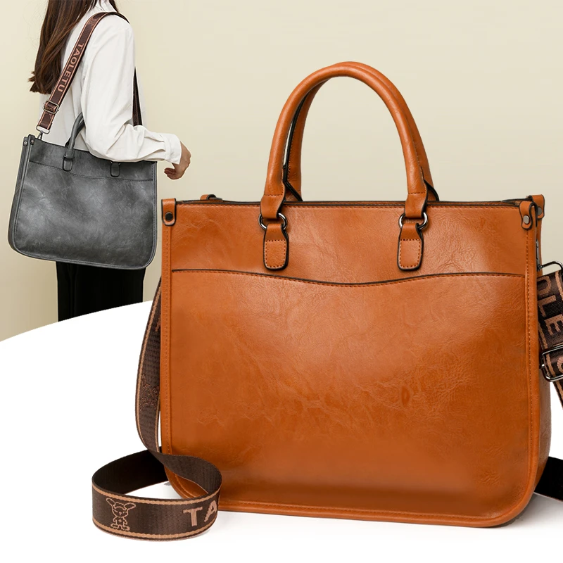 包包女新款时尚简约大容量手提包公文包女士百搭单肩包休闲斜挎包