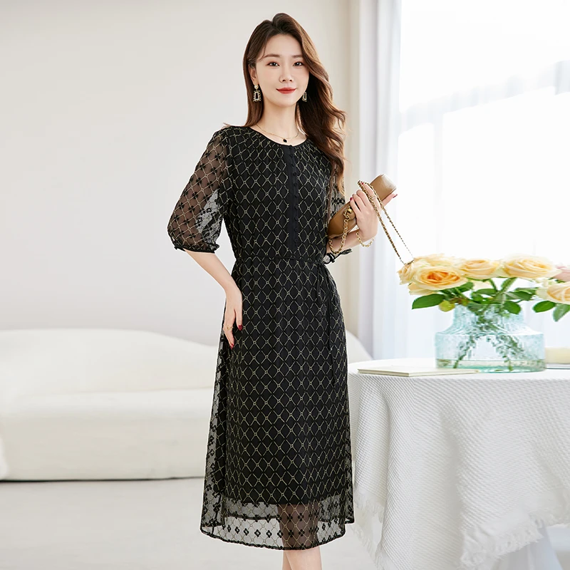 水墨佳人夏季新款100%桑蚕丝连衣裙82599092