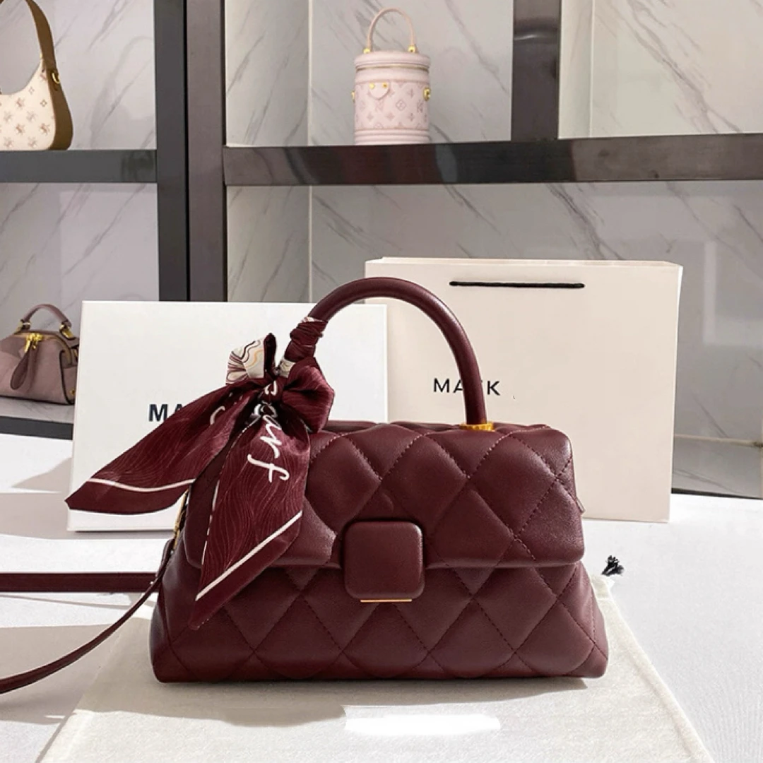 新款百搭复古单肩包休闲斜挎包红色手提包气质斜挎包（4807）