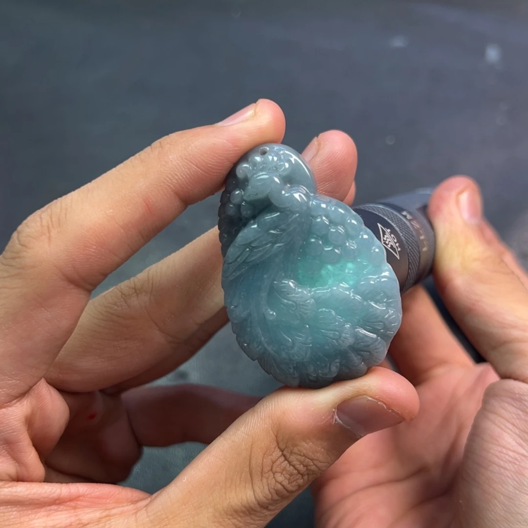 颈饰未镶嵌翡翠多样性翡翠手工海蓝之谜凤凰