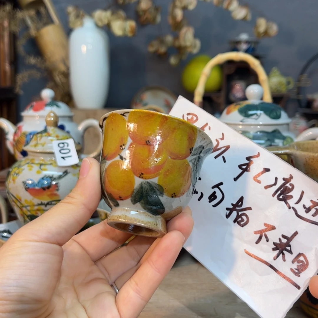 我***们壶素浅陶瓷手工手绘