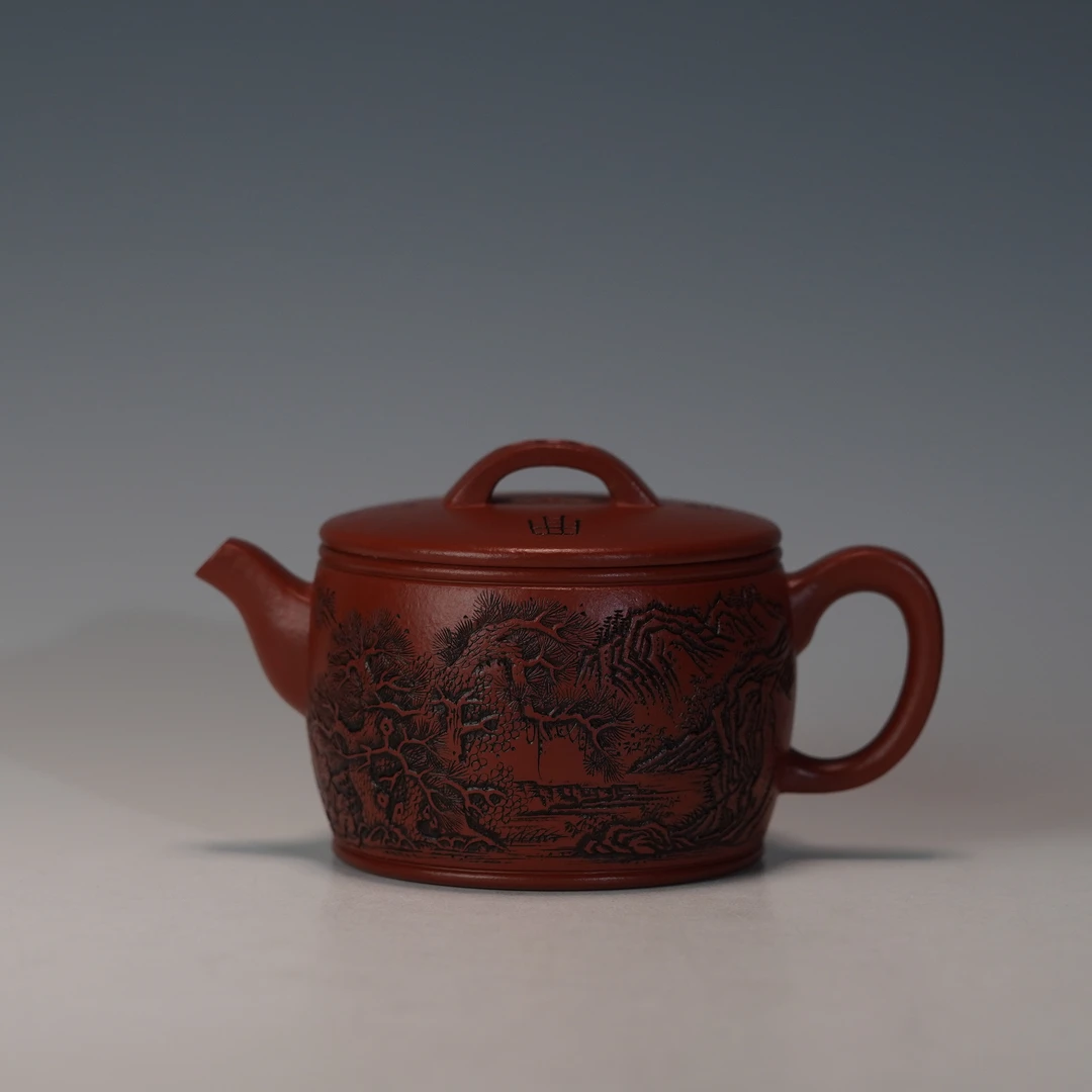 lot.22571 高应秋 朱泥曲水兰亭图汉瓦壶 160cc