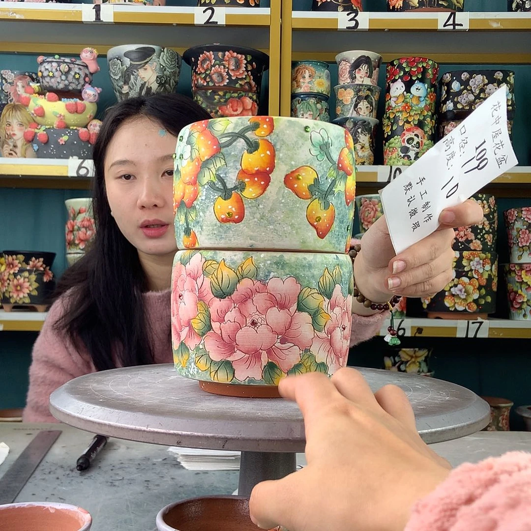 陶景德镇手工花盆100