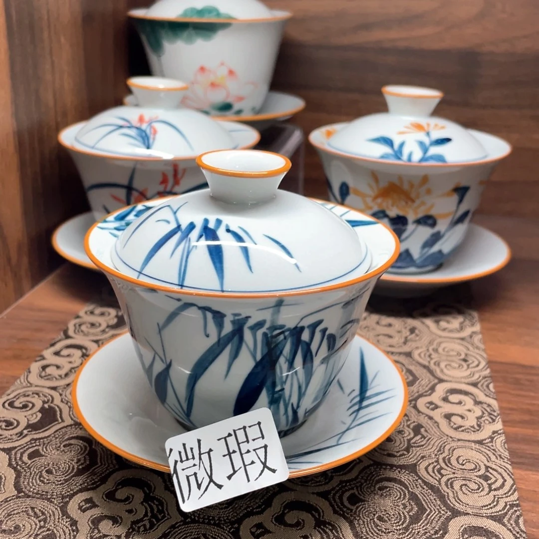 微瑕釉下彩纯手绘