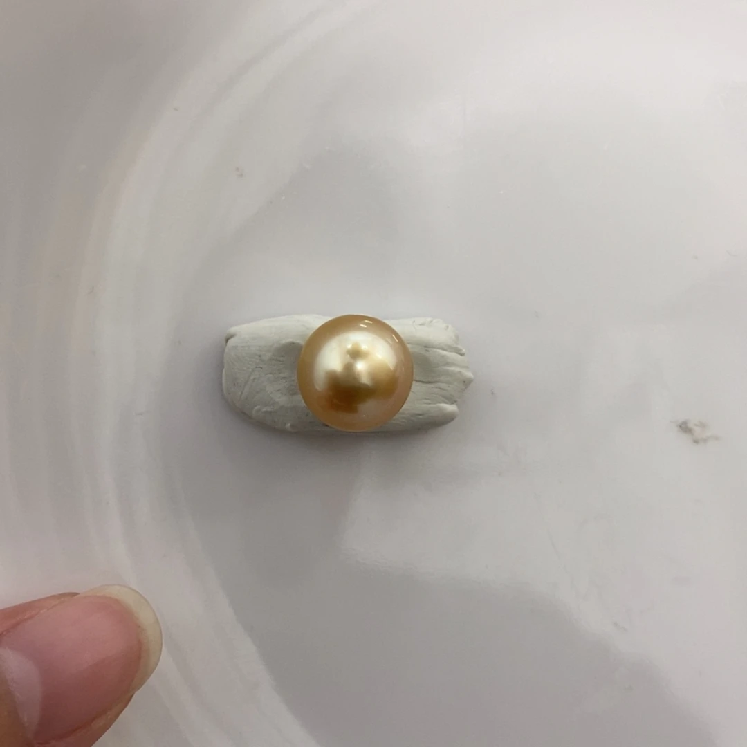 海水珍珠裸珠金珠11mm无暇戒指