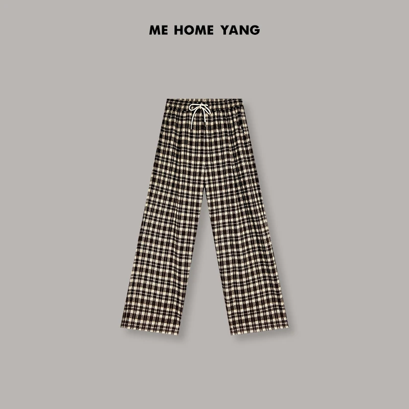 ME【复古格子裤】春季百搭新款宽松格纹时尚阔腿洋气休闲裤MEQC3331