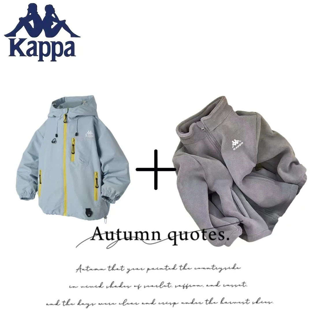 Kappa Kids【杜邦三防中性款】新秋季户外冲锋拉链软壳夹克登山外套