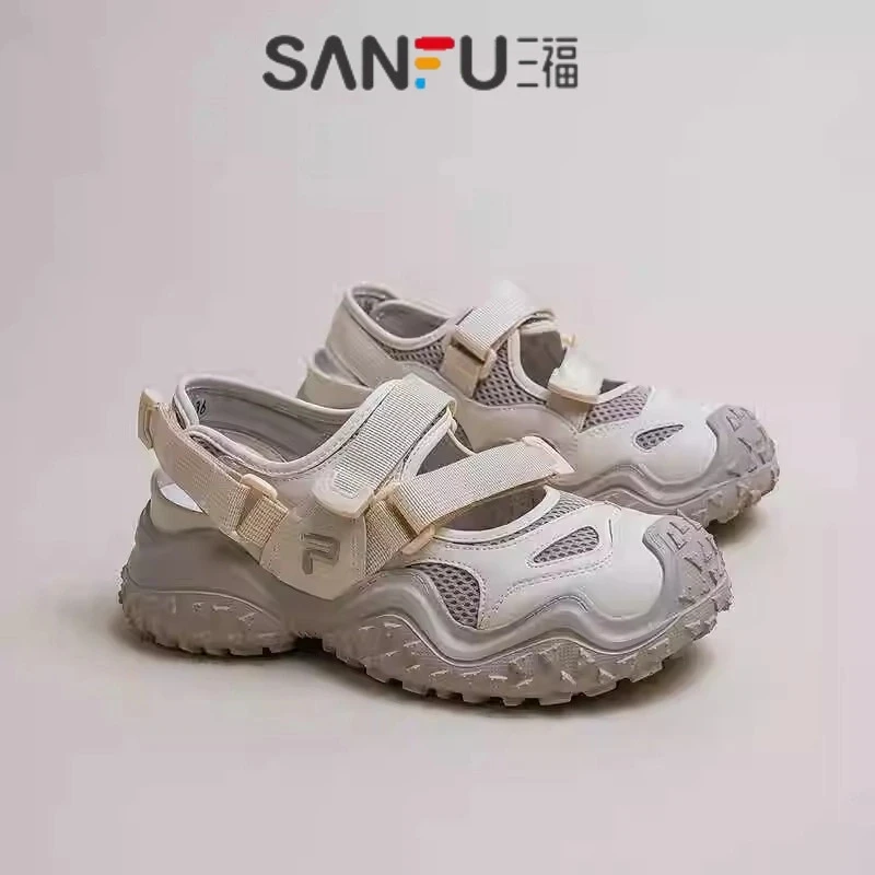 三福丑萌玛丽珍老爹鞋女2025夏季新款百搭镂空透气休闲运动凉鞋女