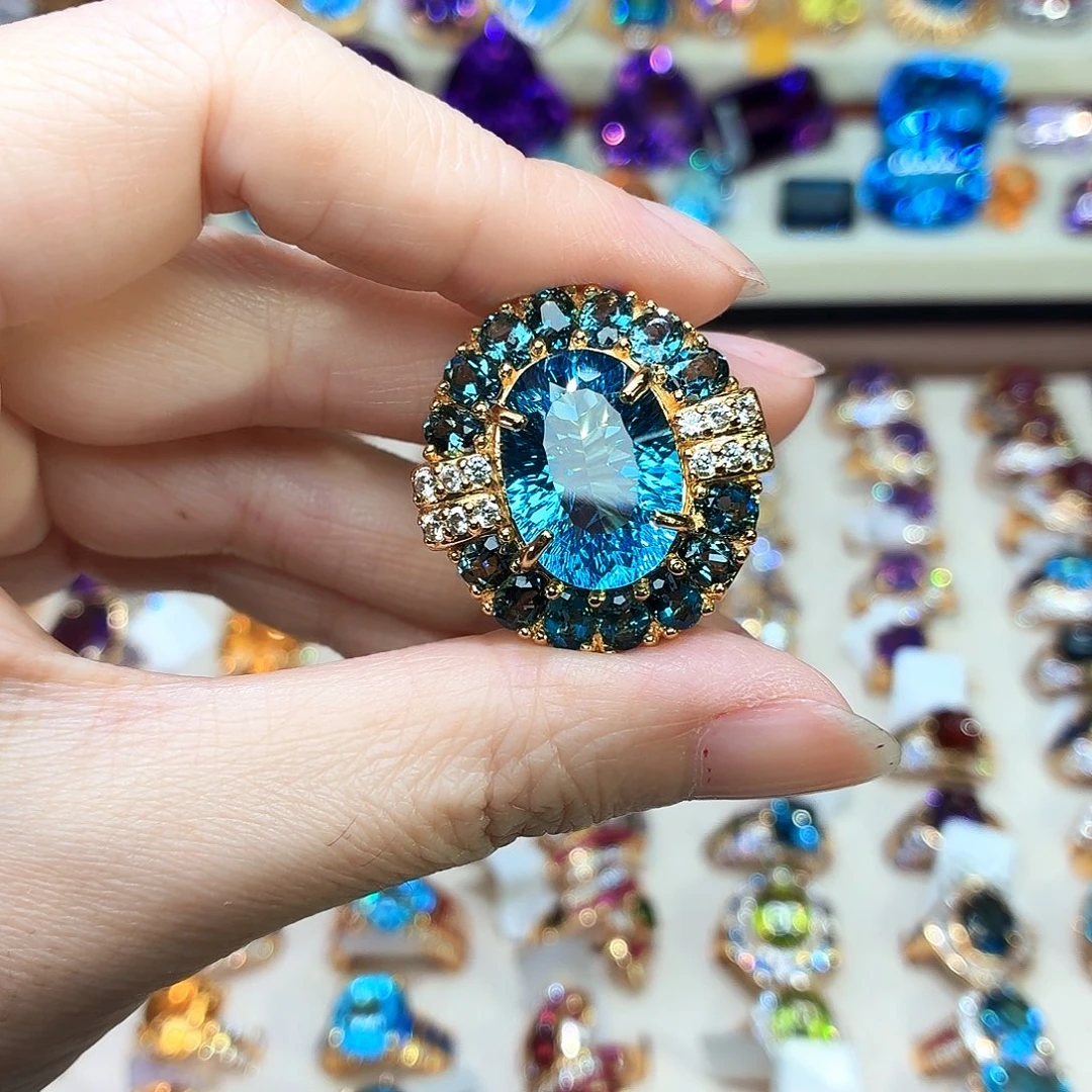 戒指银S925镶嵌托帕石