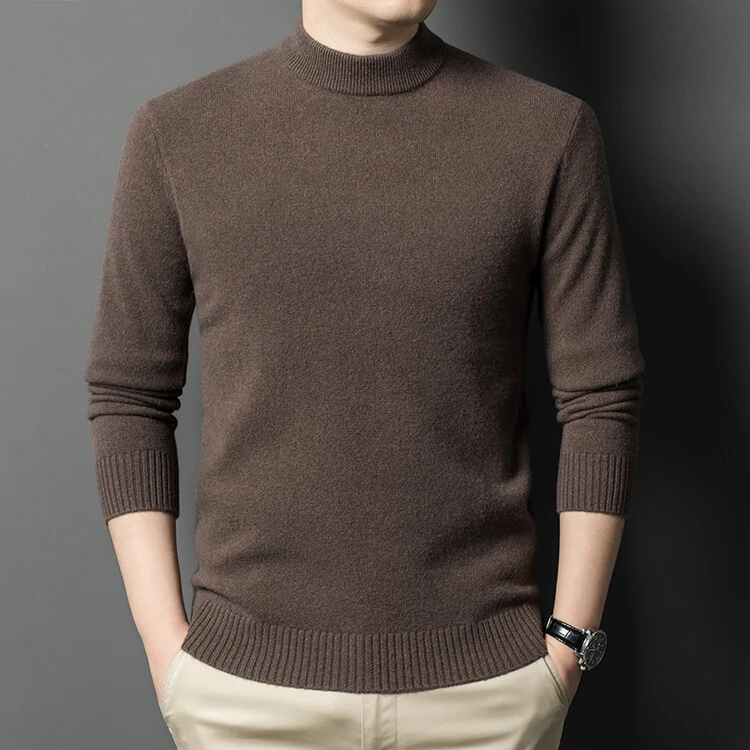 【加厚440克全羊毛】轻奢高级男半高圆领御寒保暖纯色百搭全羊毛衫