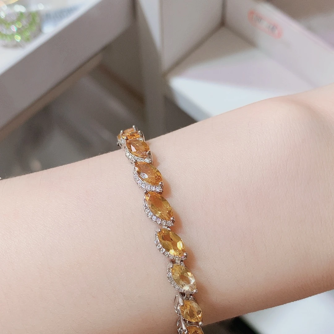 银S925镶嵌手链黄晶