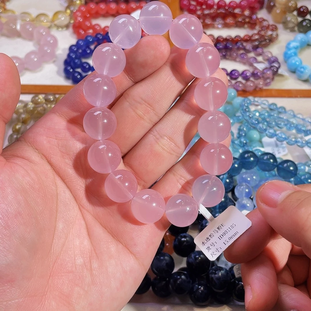 水晶手链未镶嵌老矿马粉15mm