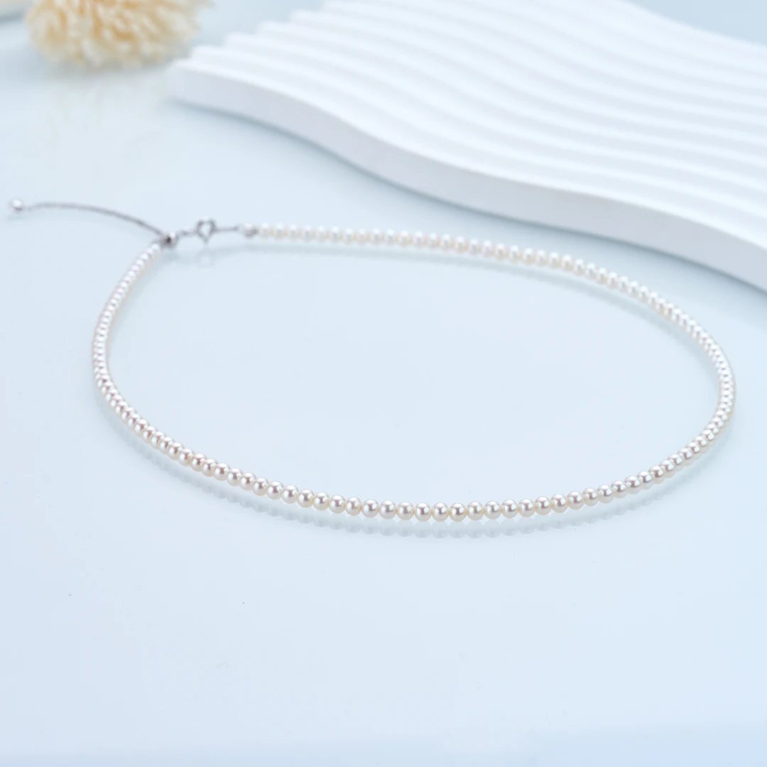 S925银 淡水珍珠3-4mm小米珠锁骨链百搭经典精致仙女素款（DXL041）