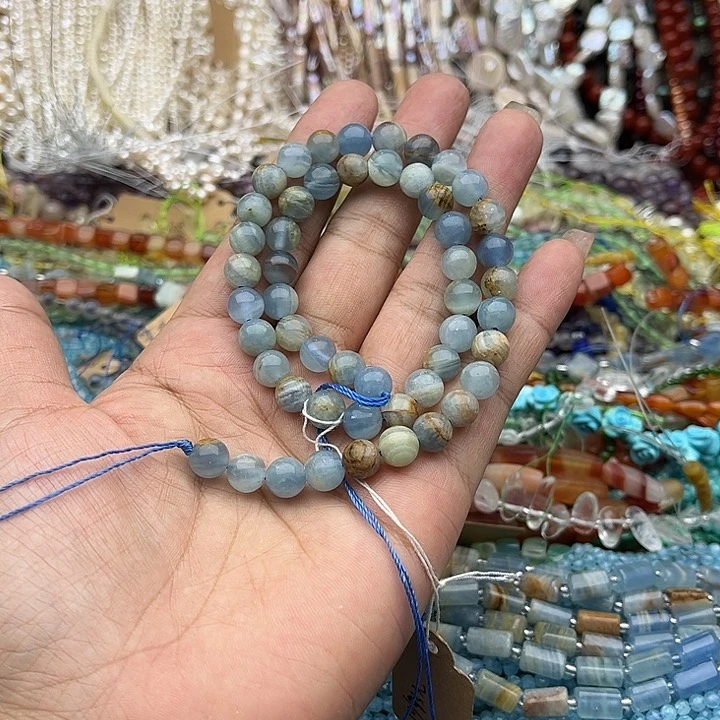 玛瑙/玉髓未镶嵌珠宝半成品一条8mm方解石