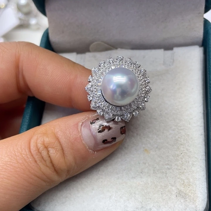 海水珍珠戒指银S925镶嵌