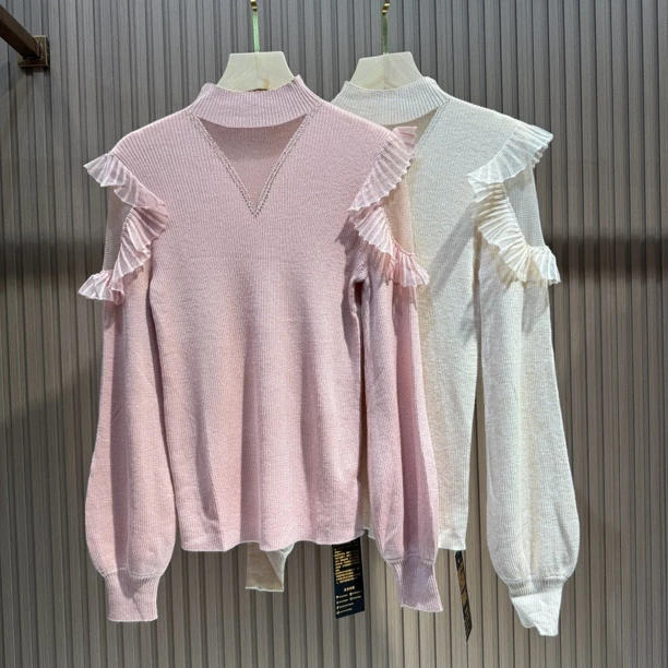 2504拼接网纱打底衫