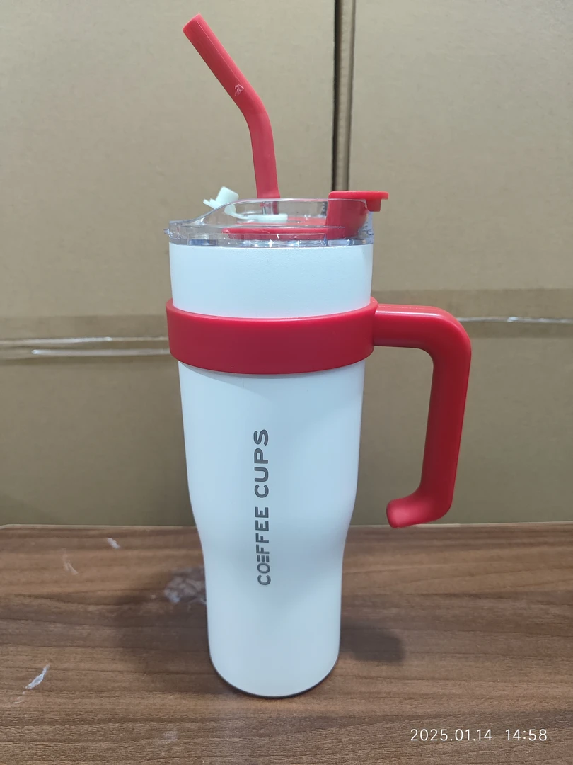 冰霸杯手柄吸管杯大容量不锈钢保温杯