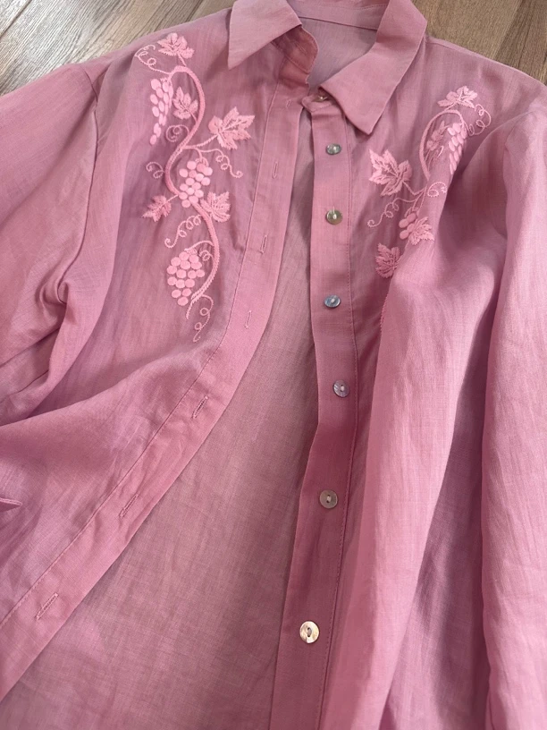 MUXI｜刺绣麻料衬衫