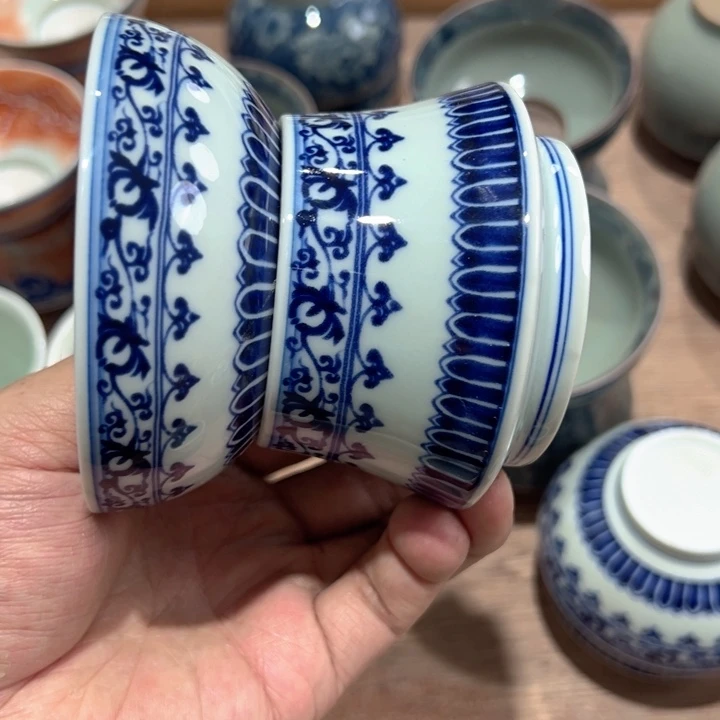 瓷片白青花宝相茶漏ww