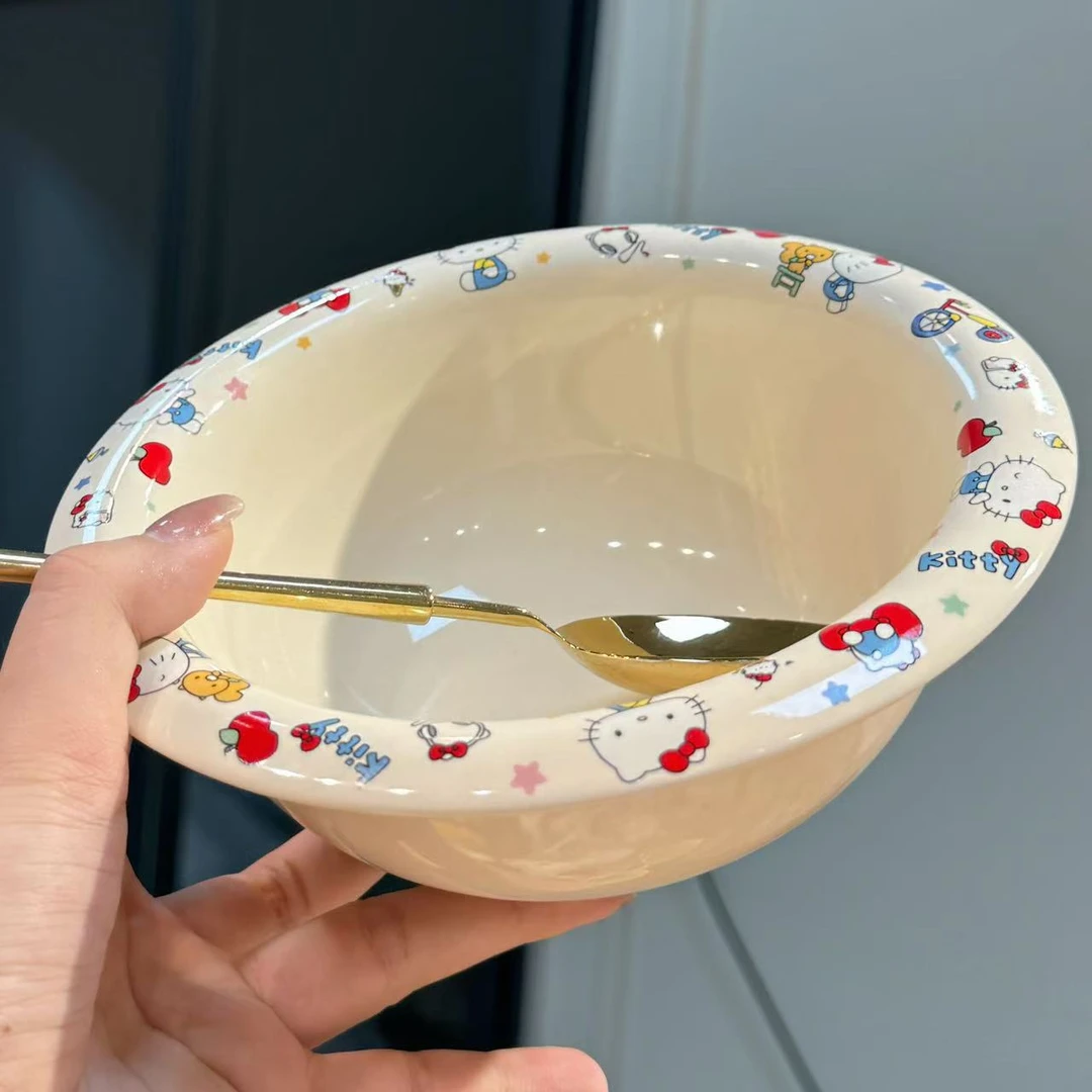 【圆和圈】出口尾单 全身涂鸦小猫陶瓷餐具 反口面碗7寸不带勺