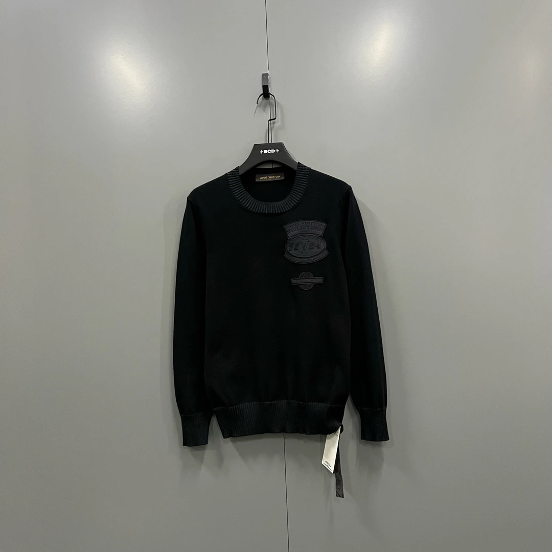 99新 LouisVuitton/路易威登 (ll) 黑色徽标刺绣针织衫M码/609507