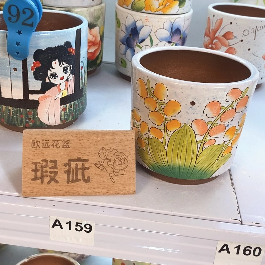 紫砂花盆红陶手绘花盆