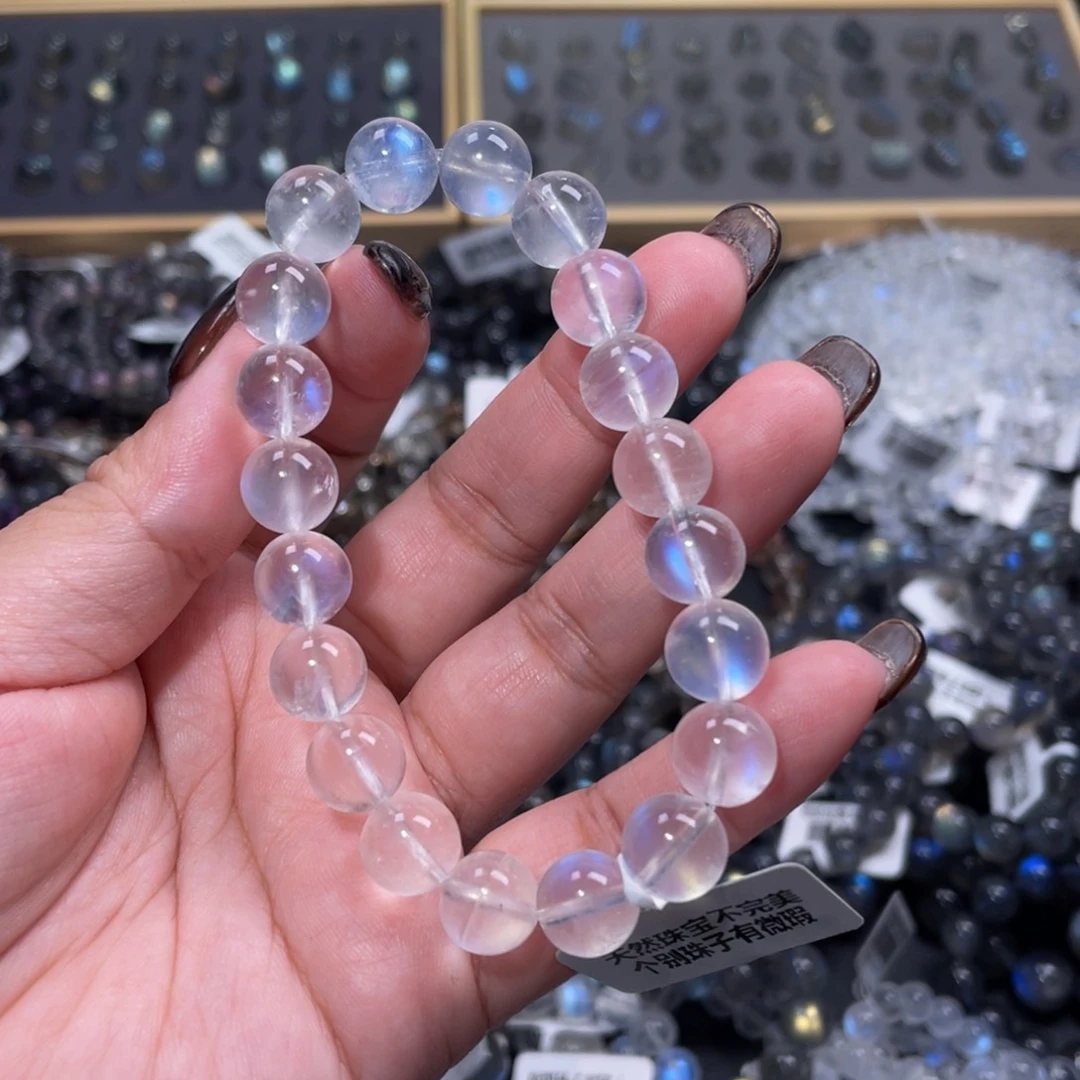 月光石手链未镶嵌坤**~蓝月光手链10mm