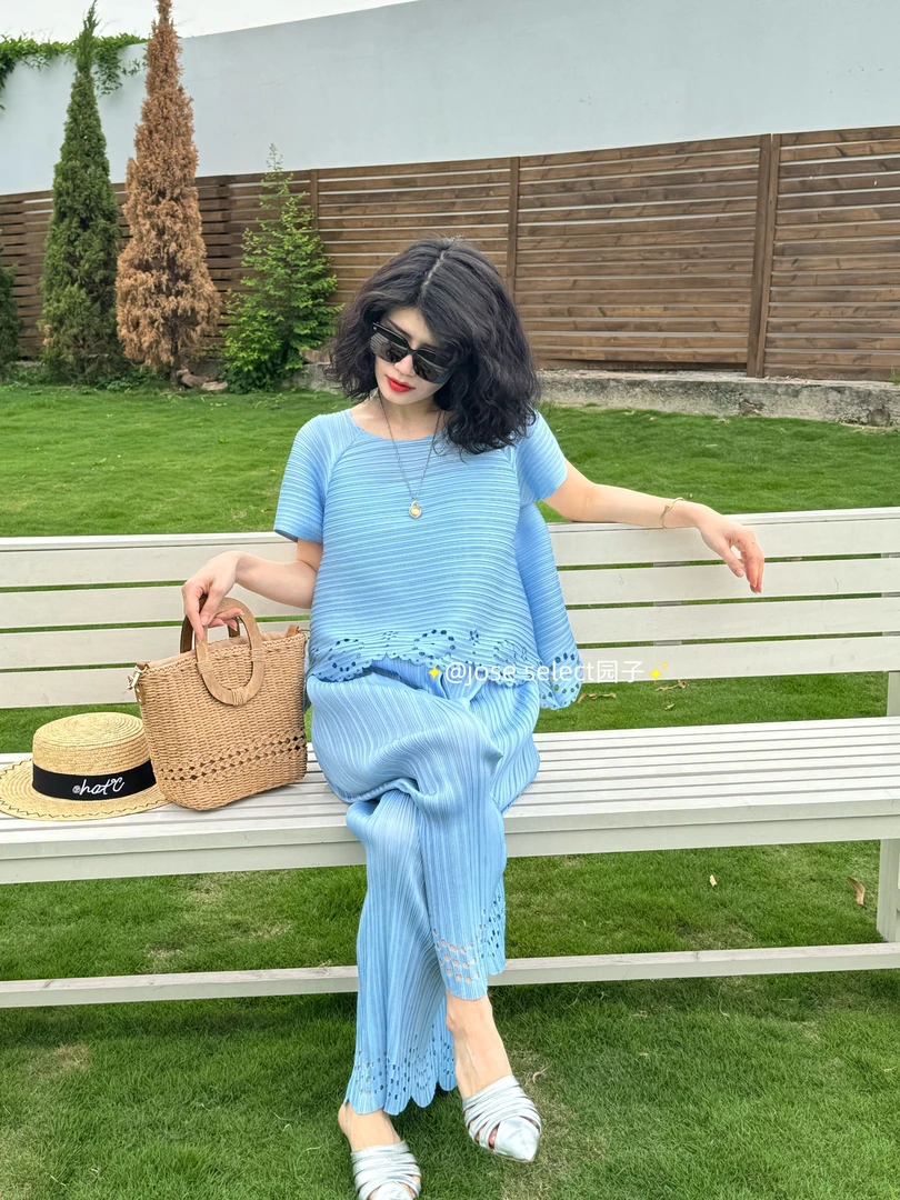 烧花套装 JOSESELECT高端褶夏季新款超出片时尚休闲气质宽松套装
