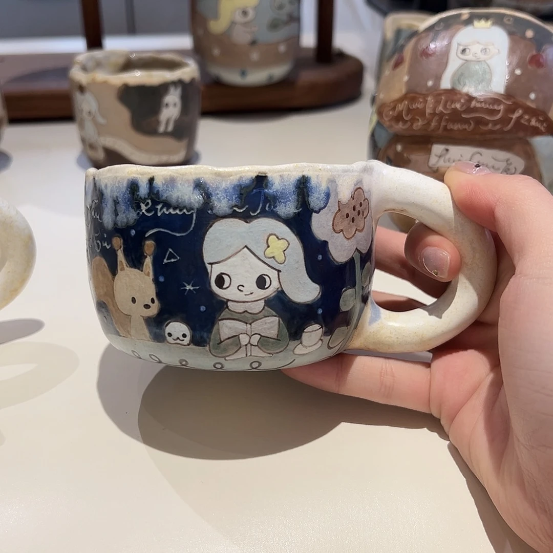 陶瓷小*子杯子手作陶瓷杯子