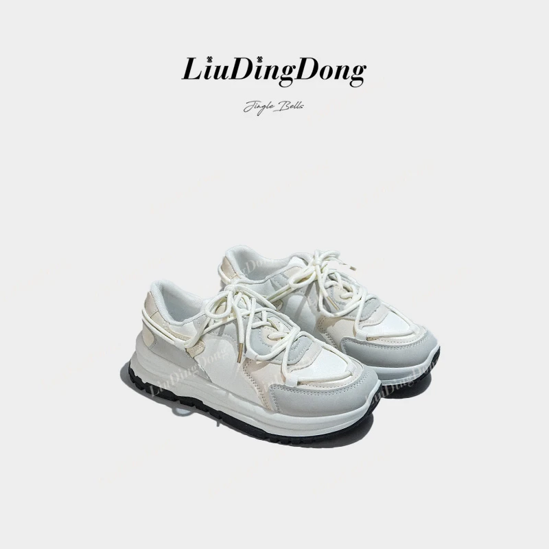 【刘叮咚女鞋】新款2024秋季女鞋休闲拼色厚底增高韩版 运动鞋