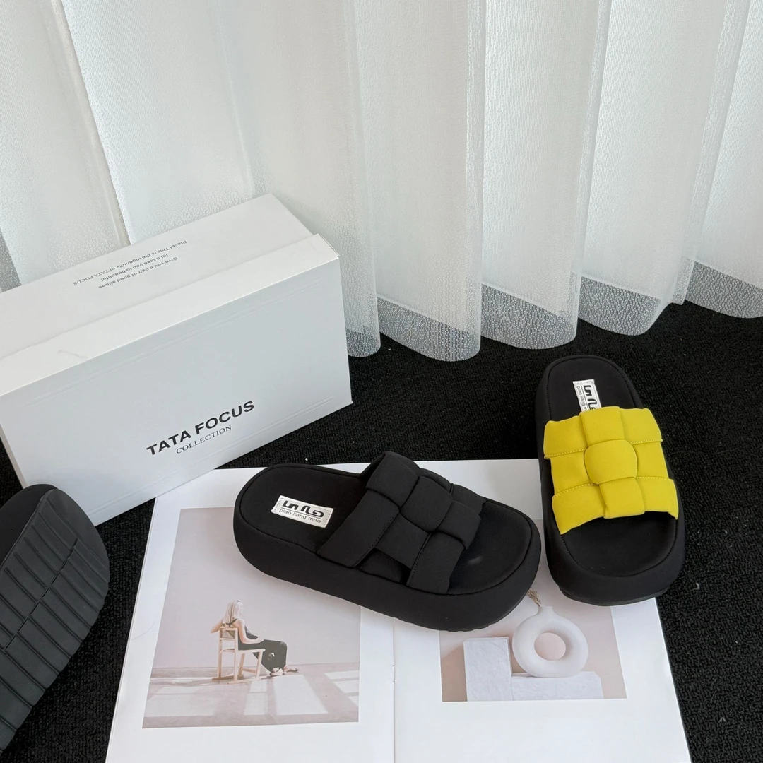 富达-小个子厚底一字拖鞋女2025新款棋盘格百搭夏外穿配裙子