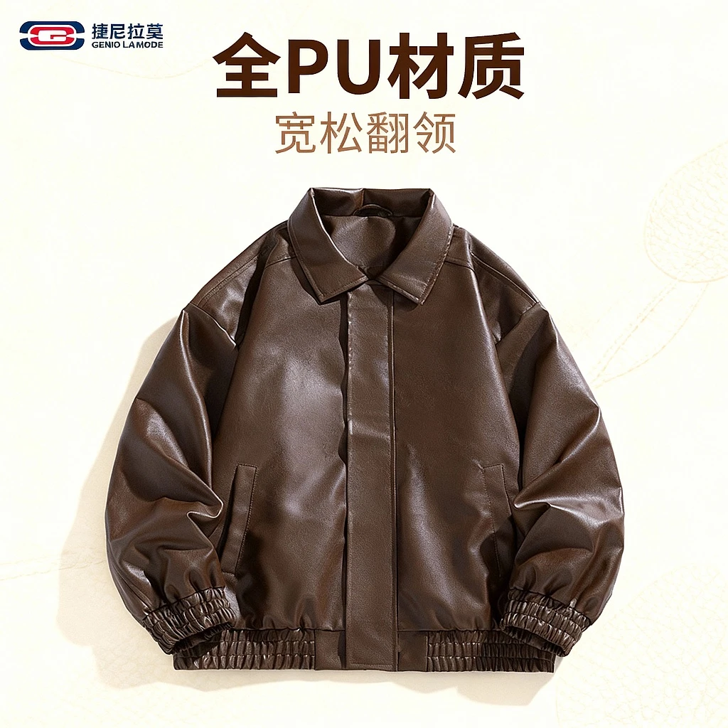 【敖瑞鹏代言】捷尼拉莫美式复古外套春秋潮流休闲百搭夹克