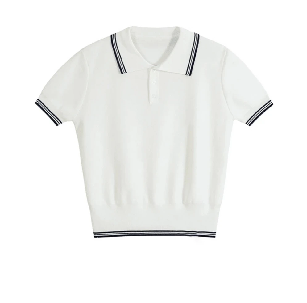 miu系夏季新款polo衫翻领撞色短袖洋气百搭上女装针织衫上衣女