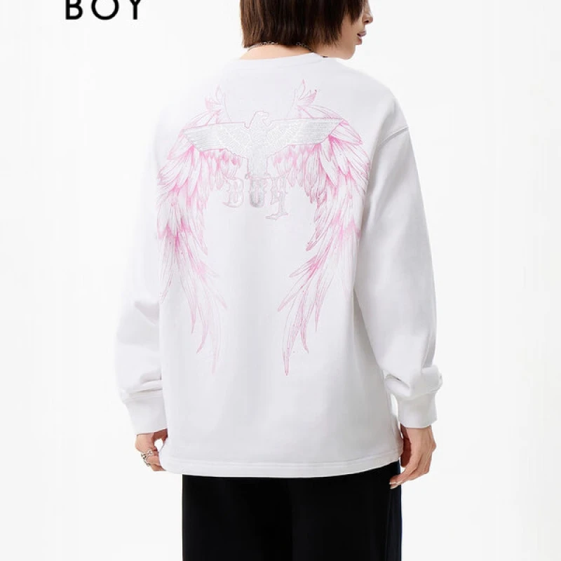 【樱落】BOYLONDON套头卫衣宽松慵懒风秋季潮牌闪耀印花上衣N03911