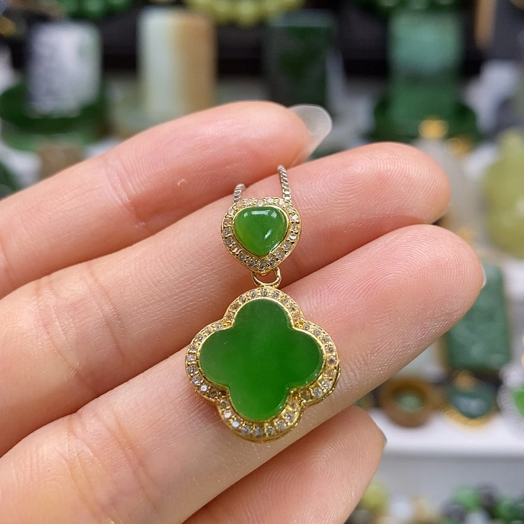 和田玉银S925镶嵌颈饰