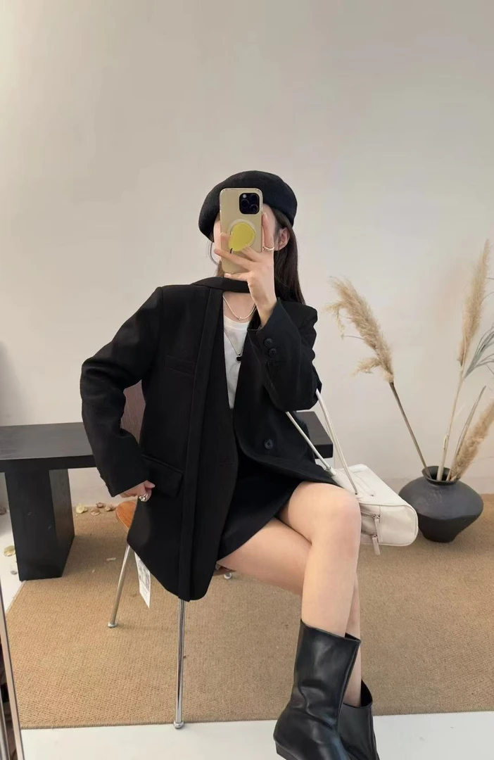 君君推荐 冬季新款韩版加厚加羽宽松气质百搭显瘦西装