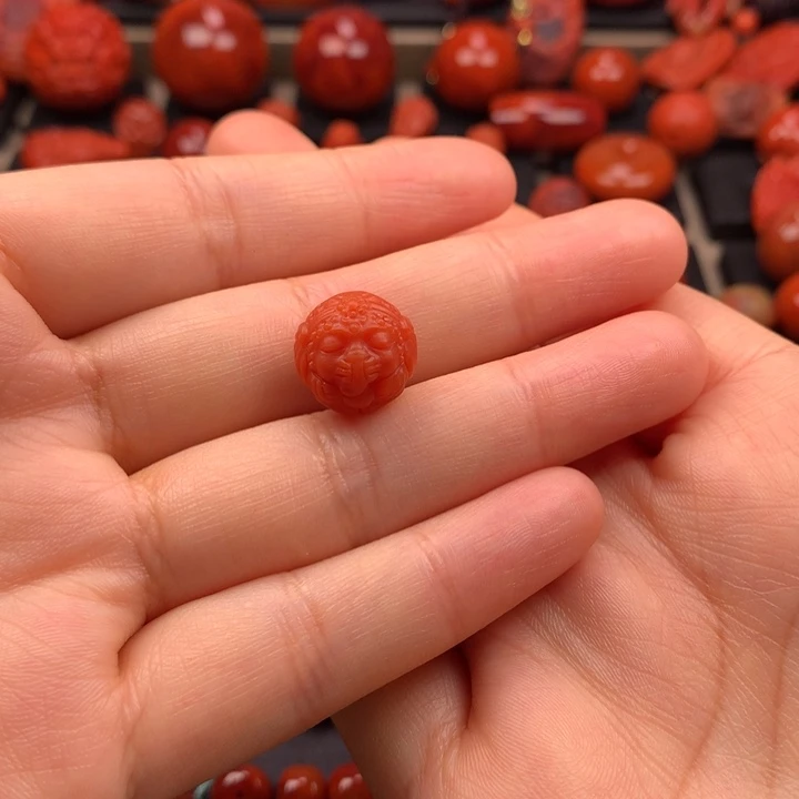 南红玛瑙未镶嵌象神圆珠单珠13.4MM