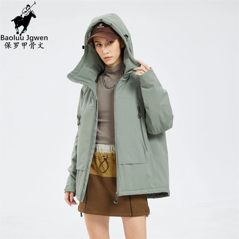 Baoluu Jgwen/保罗甲骨文户外情侣款加厚冲锋衣防风防连帽冬季
