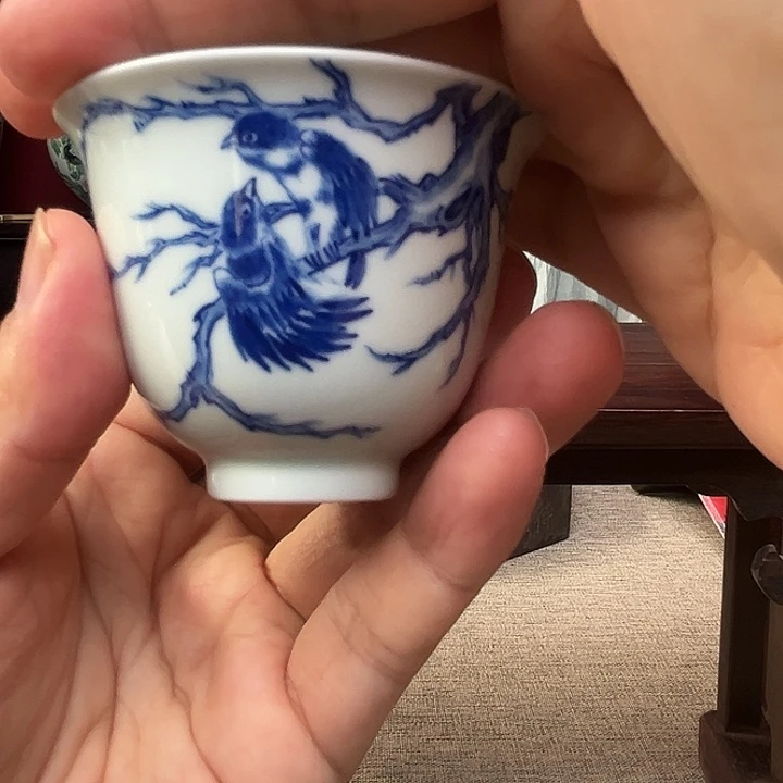 杯子青花花鸟杯子