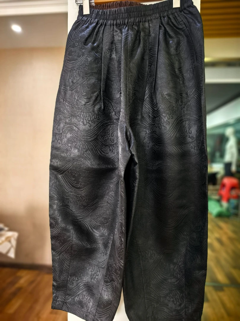 香云纱暗纹提花女式灯笼裤25112