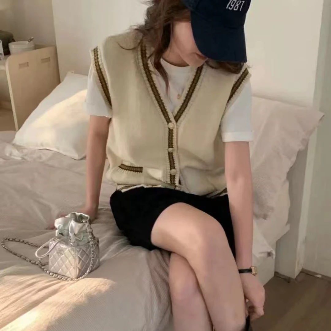 V领加厚开衫女背心毛衣针织马甲秋冬6630