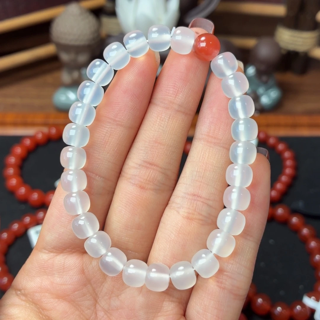 玛瑙/玉髓未镶嵌手串保山原矿荔枝冻老型卡7
