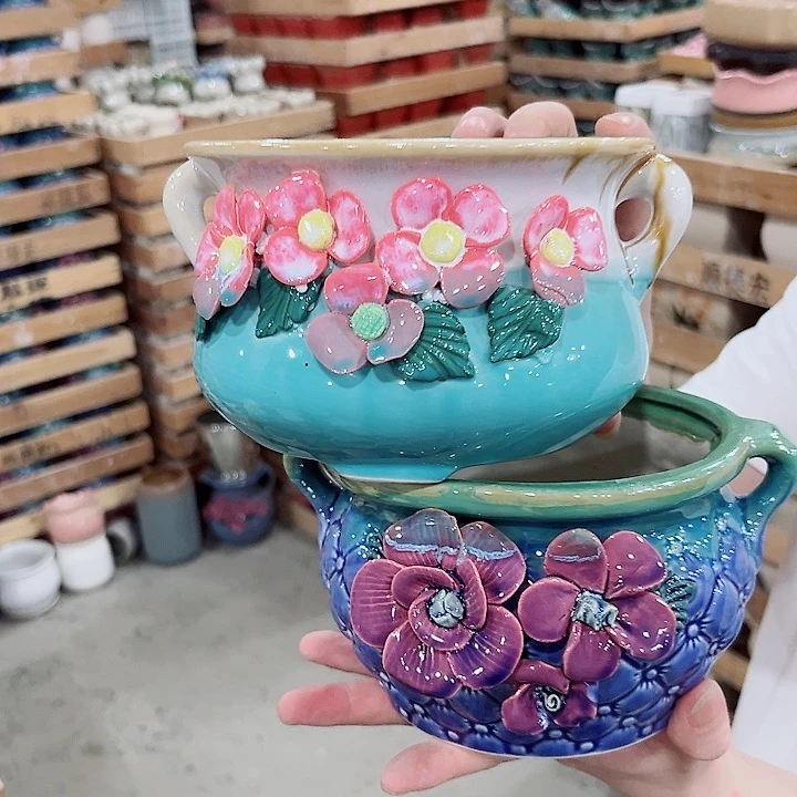 有孔.凑单10元陶瓷花盆发货！