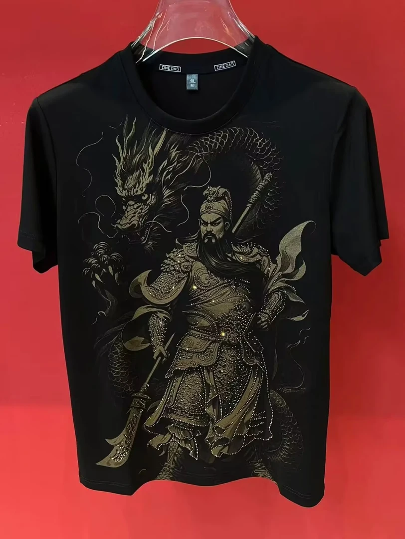 【甄选】新款霸气关羽短袖男士潮流圆领百搭薄款t恤修身型