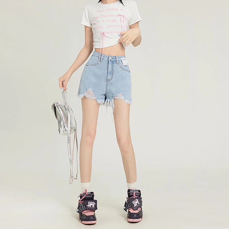 厚款美式2025复古阔腿新款牛仔短裤辣妹短裤子夏季A型女高腰