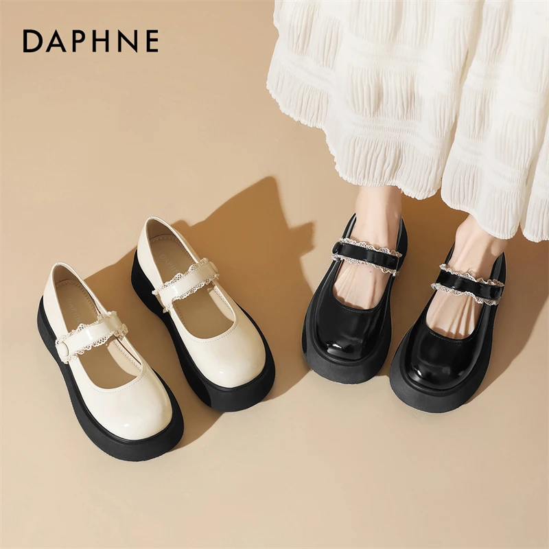 达芙妮法式复古小皮鞋女2025新款厚底洛丽塔jk单鞋蕾丝玛丽珍女鞋